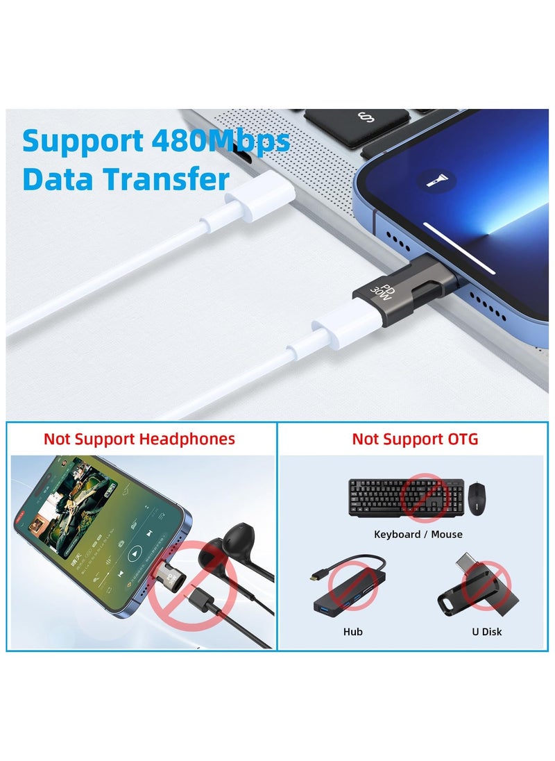 FIRST PRO USB C to Lighting Adapter (2 Pack), USB Type C Female to Lightning Male Adapter Support 30W PD Fast Charging and Data Transfer for iPhone, iPad, iPod (Not Support Headphones and OTG)  - Image 5