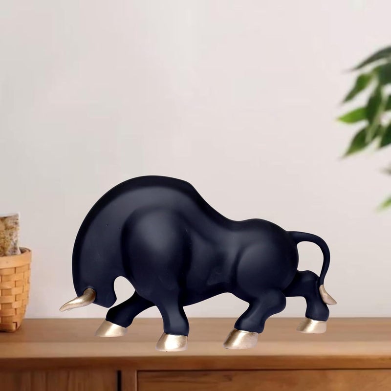 GW Creations Bull Animal Sculpture Feng Shui Statue Wild Animals Collection Home Dcor Living Room Polyresin BlackGoldL 27cm B 10cm H 17 cm  - Image 5