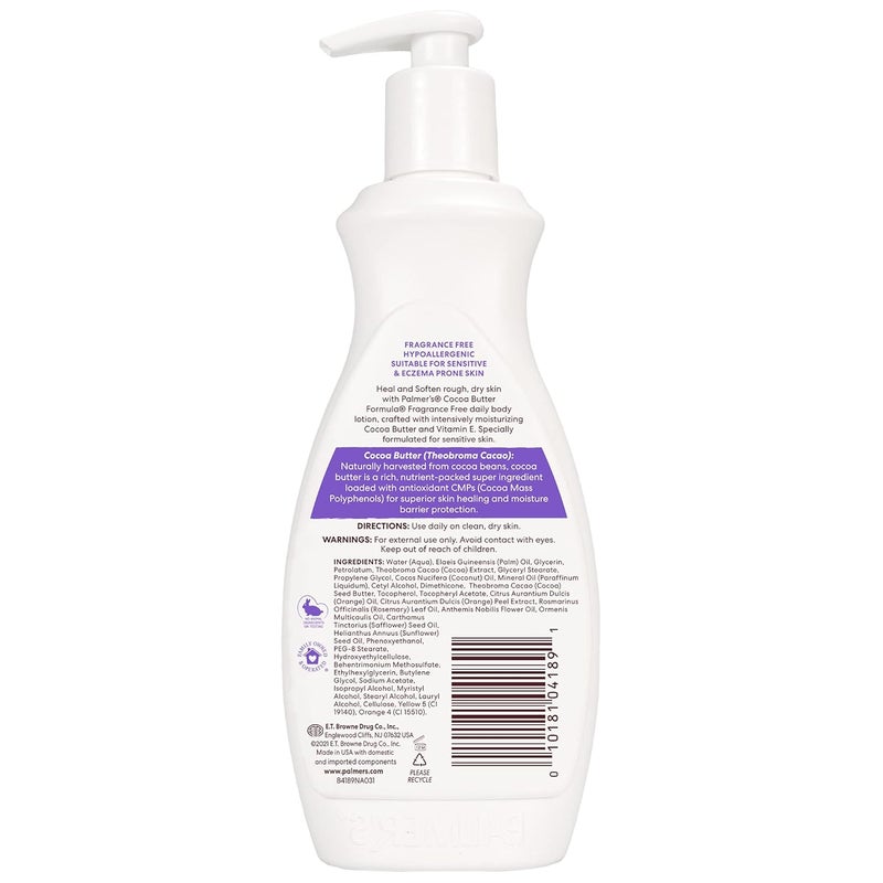 PALMER'S Palmers Cocoa Butter Formula Heals Softens Fragrance Free Body Lotion 400ml Pack of 3  - Image 2