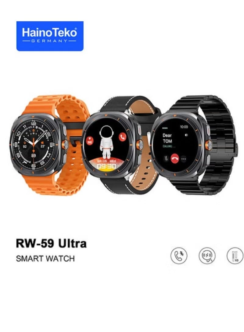 Haino Teko RW-59 Smart Watch with Ultra HD AMOLED Display, 3 Bands, and Multi-Color Wireless Charger - Image 2