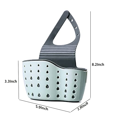 YYaaloa Sink Basket Sink Strainers Basket Corner Sponge Caddy for kitchen sink Kitchen Drain Shelf Sink Storage Holder (style 2- Sage Green and Gray) - Image 2