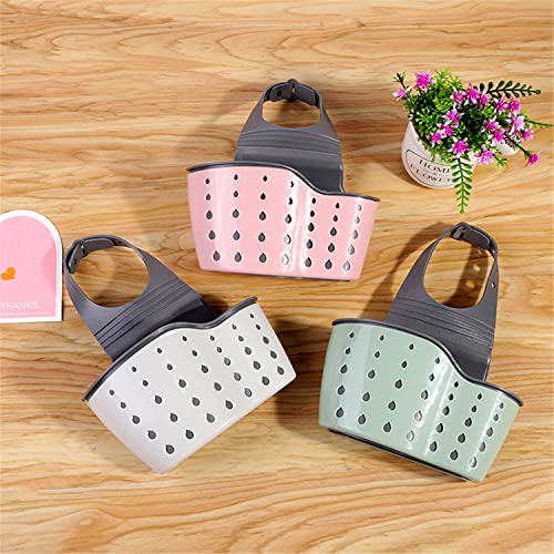YYaaloa Sink Basket Sink Strainers Basket Corner Sponge Caddy for kitchen sink Kitchen Drain Shelf Sink Storage Holder (style 2- Sage Green and Gray) - Image 3