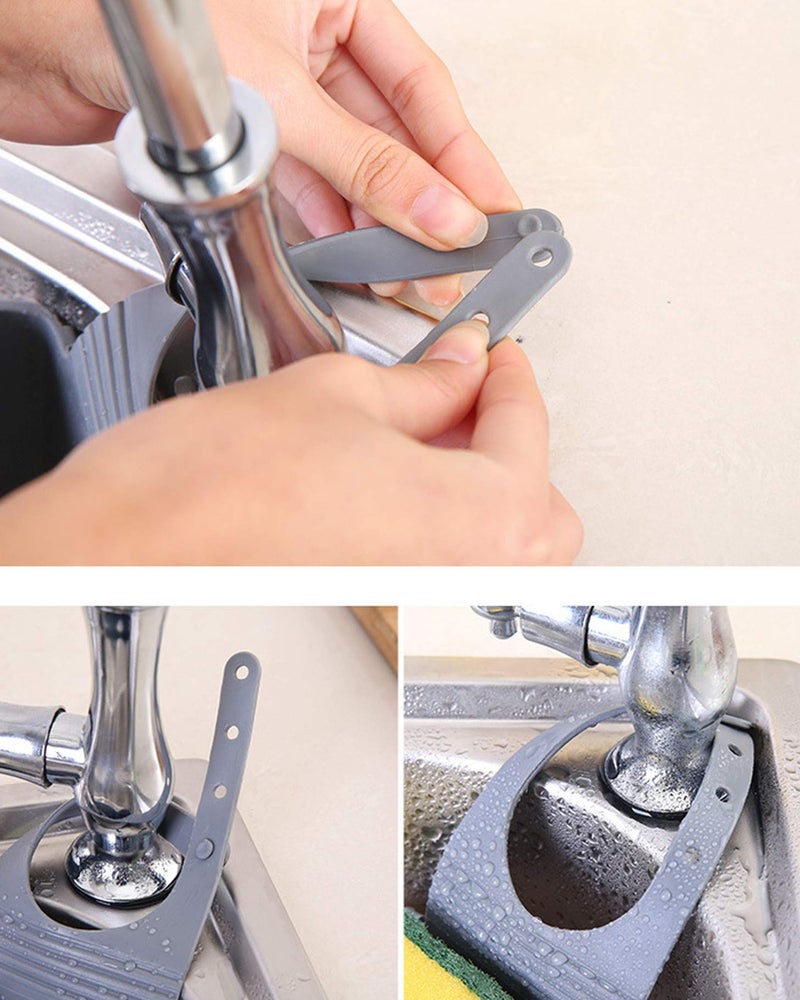 YYaaloa Sink Basket Sink Strainers Basket Corner Sponge Caddy for kitchen sink Kitchen Drain Shelf Sink Storage Holder (style 2- Sage Green and Gray) - Image 5
