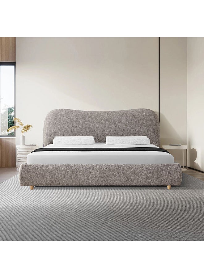 DANUBE HOME Eternal 150X200 Queen BedÂ  Sturdy Modern Design Wooden Double Bed Frame Furniture Quiet & Comfortable Beds L 223x170x103 cm  Grey Melange - Image 3
