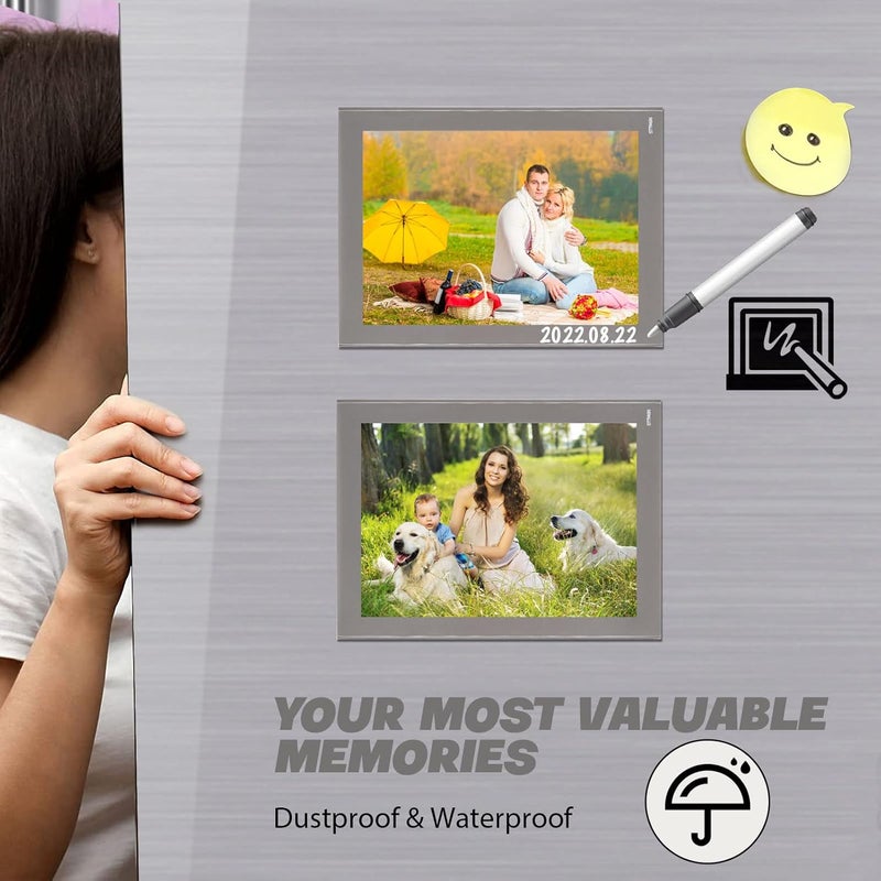 STTMGN Magnetic Photo Frames with Sliver-Grey Border(4"X6",10 Pack),Magnet Picture Frame Pockets/Postcard Holder,Decorations for Fridge/Lockers/Home/Office/School/Classroom/Whiteboard/Party - Image 4
