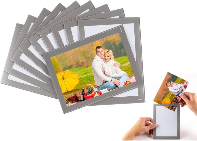 STTMGN Magnetic Photo Frames with Sliver-Grey Border(4"X6",10 Pack),Magnet Picture Frame Pockets/Postcard Holder,Decorations for Fridge/Lockers/Home/Office/School/Classroom/Whiteboard/Party - Image 1