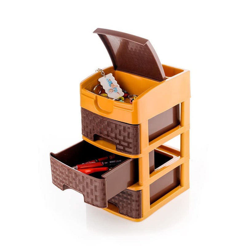 LANKESH ENTERPRISE Mini Drawer Storage System Organizer for Home Office Parlor School Kitchen Clothes 3 Layer Plastic MultiPurpose Chest of Modular Containers Trolley Foldable drawers Brown - Image 3