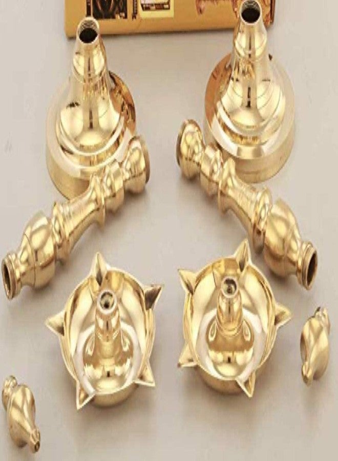 Stotram Brass Kerala Samai Oil/Ghee Diya, Deepak,Long Diyas for Home, Pooja Room, Pancharti,Panchmukhi Pital Diya for Puja,Decoration, Aarti,Hight 19 C.M.Pack of (2) - Image 5