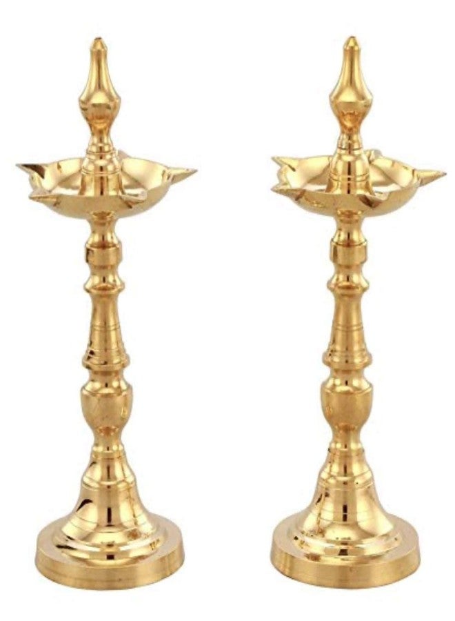 Stotram Brass Kerala Samai Oil/Ghee Diya, Deepak,Long Diyas for Home, Pooja Room, Pancharti,Panchmukhi Pital Diya for Puja,Decoration, Aarti,Hight 19 C.M.Pack of (2) - Image 1