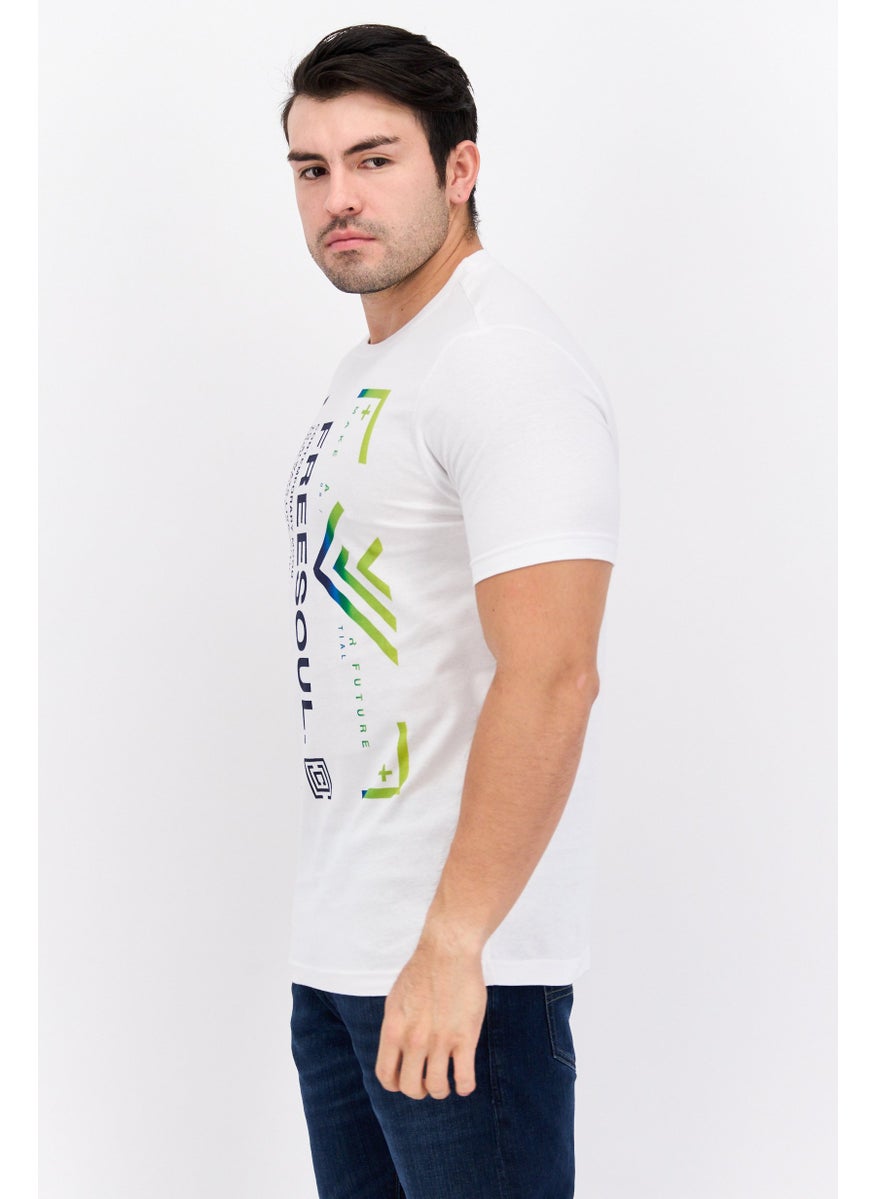 Free Soul - Men Crew Neck Short Sleeve Graphic Printed T-Shirt, White - Image 1