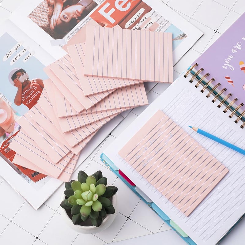 Kozerite (12 Pack) Lined Sticky Notes 4x6 in,Light Pink Large Notepads with Lines,Ruled Stickies Super Sticking Power,Office School Memo Note Pads,Post on Windows Doors,Recyclable,Easy to Write on - Image 5