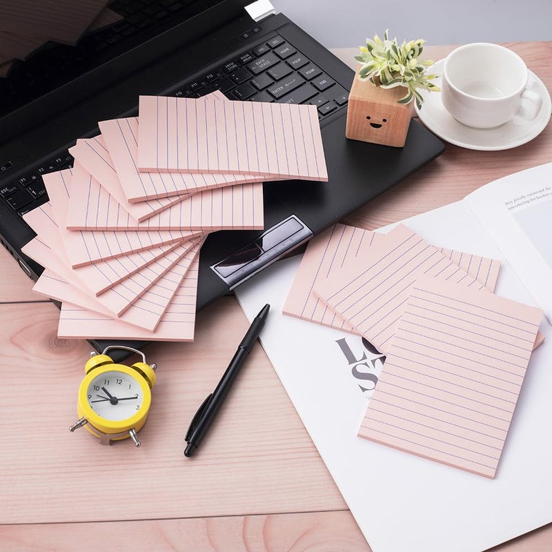 Kozerite (12 Pack) Lined Sticky Notes 4x6 in,Light Pink Large Notepads with Lines,Ruled Stickies Super Sticking Power,Office School Memo Note Pads,Post on Windows Doors,Recyclable,Easy to Write on - Image 4