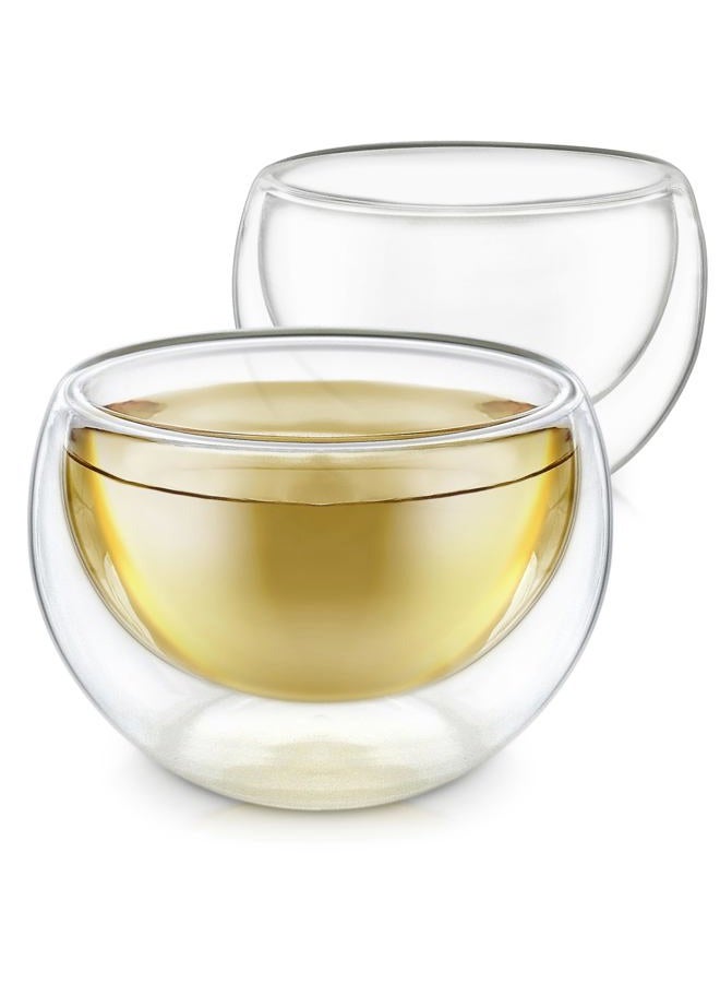 Teabloom Double Walled Cups (5 oz / 150 ml) – Set of 2 Insulated Glass Cups for Tea, Coffee, Espresso, and More – Classica Teacups Collection - Image 1