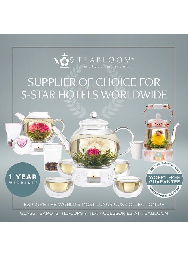 Teabloom Double Walled Cups (5 oz / 150 ml) – Set of 2 Insulated Glass Cups for Tea, Coffee, Espresso, and More – Classica Teacups Collection - Image 5