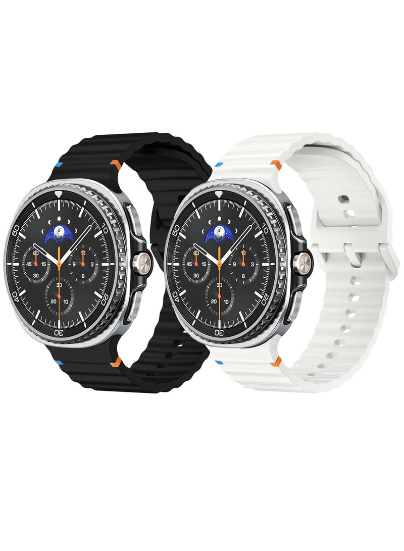 CATANES 2 Packs Silicone Ocean Band for Samsung Galaxy Watch 8 Classic 46mm and Watch 8 40mm 44mm - Sport Band Strap - Image 2
