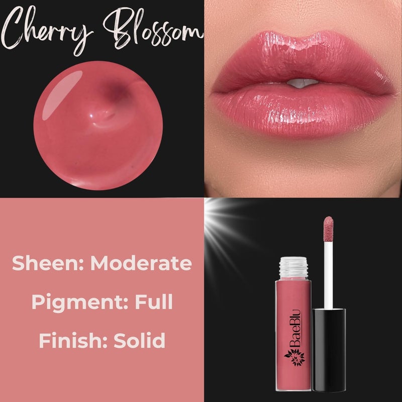 BaeBlu Organic Vegan Lip Gloss, 100% Natural Non-Toxic Moisturizing Ingredients, Cherry Blossom - Image 2