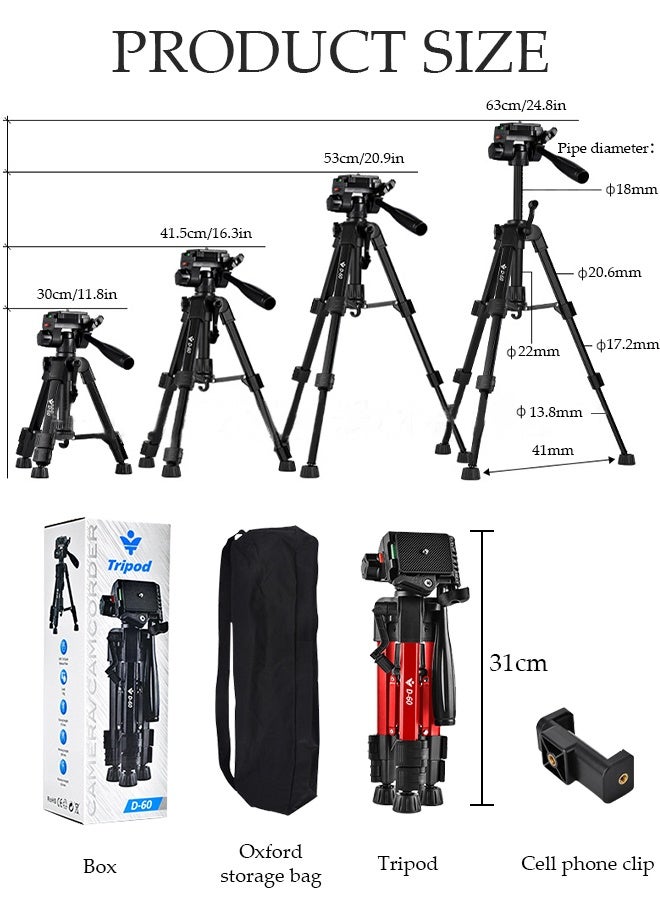 DUNISO Tripod Stand Extendable Phone Tripod Stand with Portable Pouch, Portable Phone Tripod Stand, Phone Mount for iPhone＆ Android Phone Gopros DSLR Cameras  - Image 2