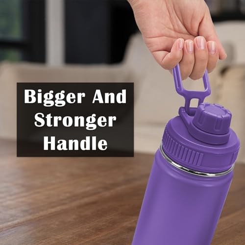 XccMe Spout Lid for Hydro Flask Wide Mouth Sport Water Bottles,2 Pack Replacement Lids for Most 12,14,16,18,20,22,32,40,64oz Wide Mouth Water Bottles with Handle Easy to Carry (Black+Purple) - Image 5