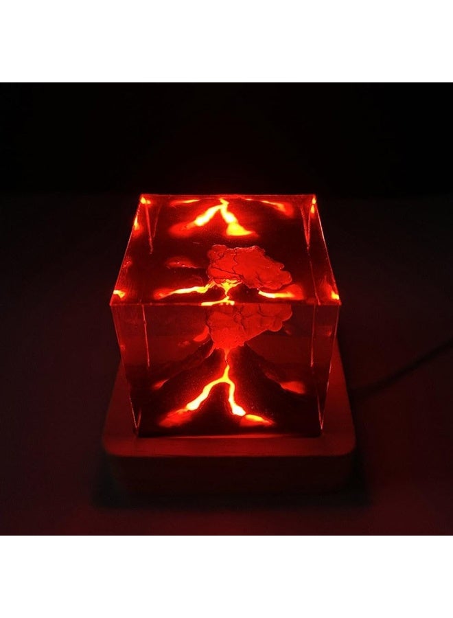 Resin Night Light Mini LED Lamp with Wooden Base, Handmade Decorative Art Ornament - Image 4
