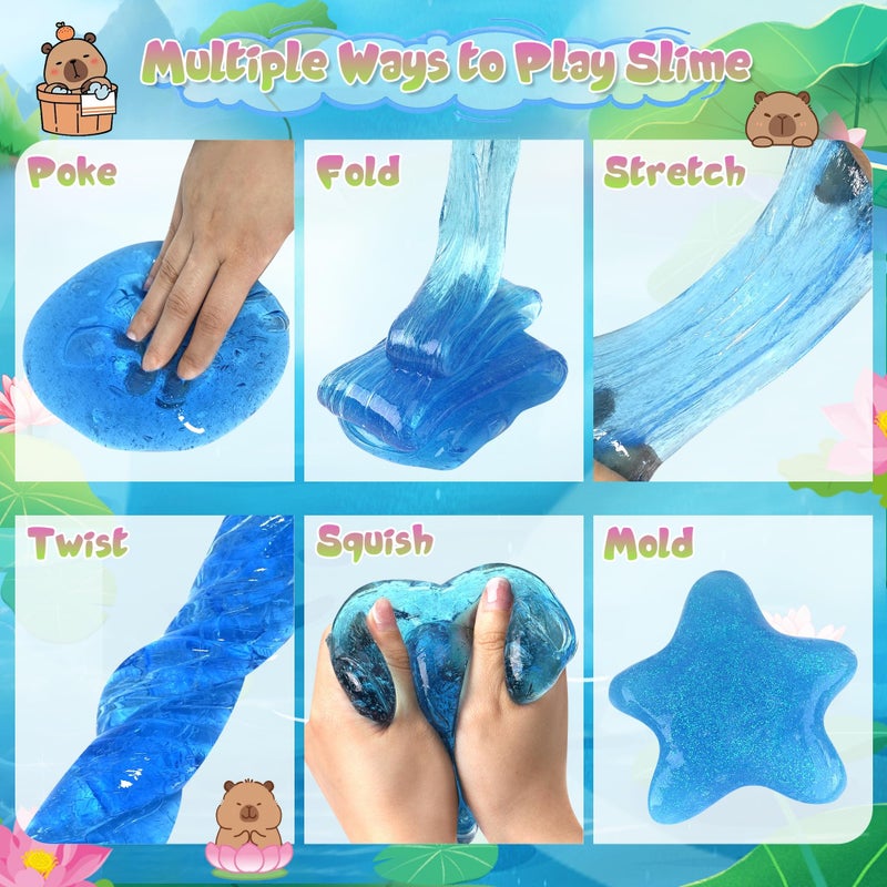 Joytry Capybara Slime Kit 10oz, Big Clear Slime Bucket for Kids 8-12 with 8 Packs Add-ins (Including Clay), Soft and Non-Sticky Kids Slime Toys, ASMR, Perfect Birthday Easter Gifts for Boys Girls - Image 4