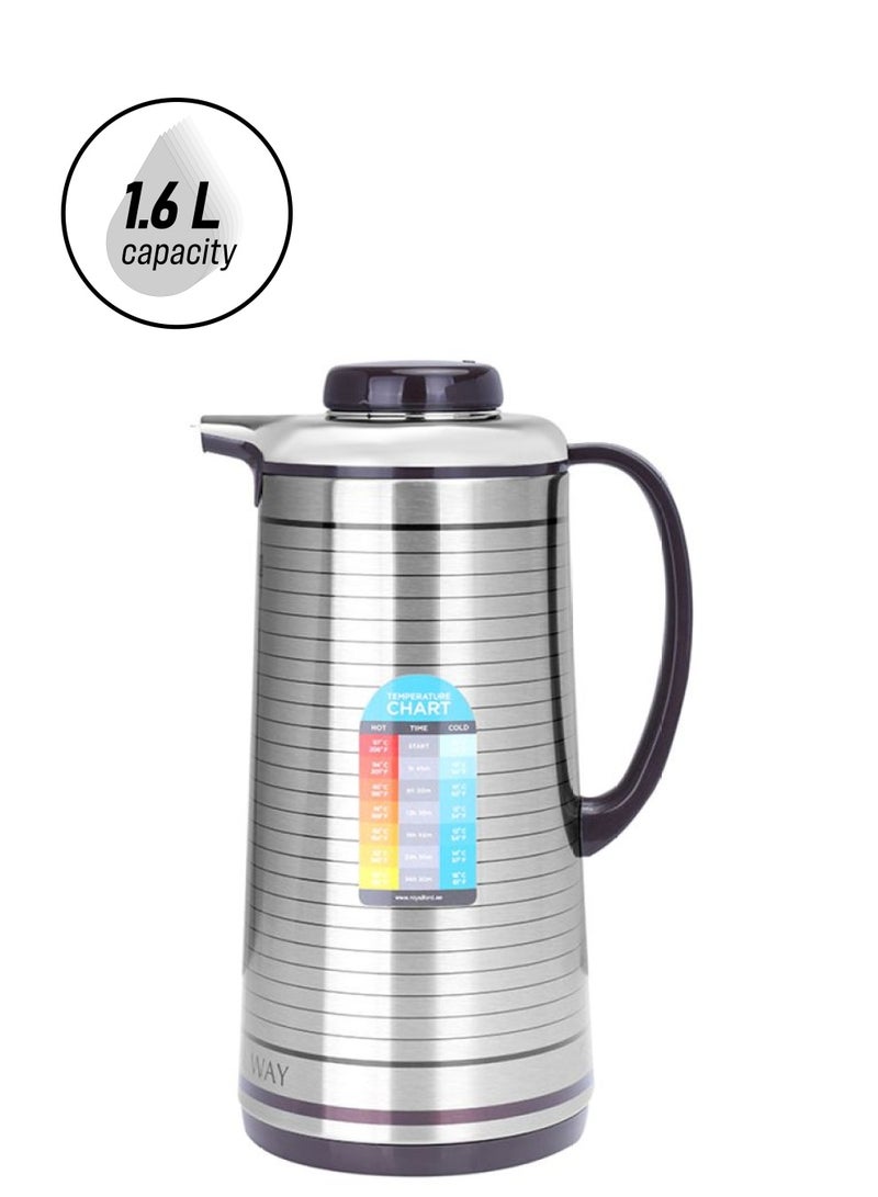 Royalford Vacuum Flask Silver/Black 1.6Liters - Image 1