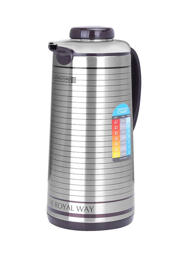 Royalford Vacuum Flask Silver/Black 1.6Liters - Image 2