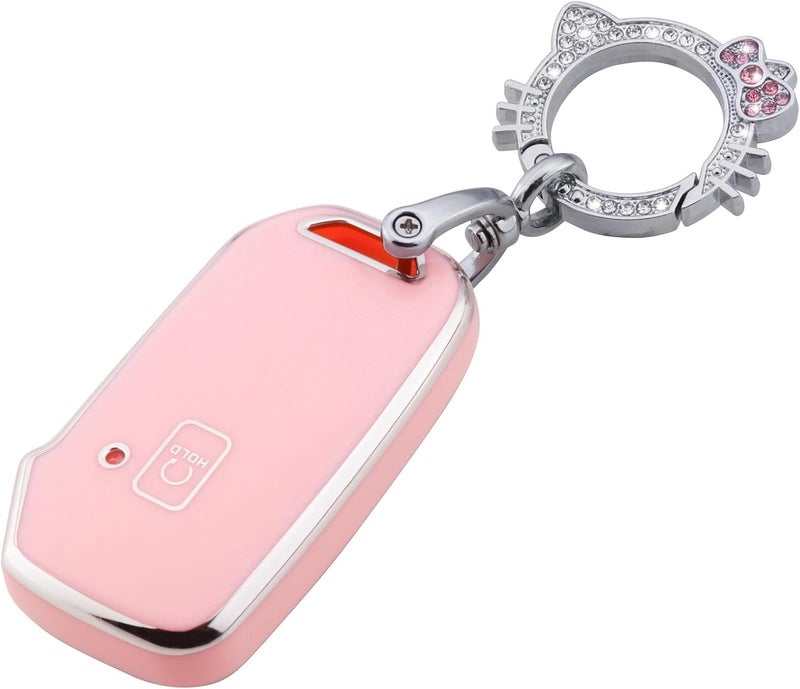 PANGPAI Pink Key Fob Cover for Kia, Soft TPU Key Case Protection with Bling Keychain Fit for Kia Cerato Ceed Forte NIRO Sorento Seltos Sportage Soul Telluride Remote Smart Key Protector - Image 1