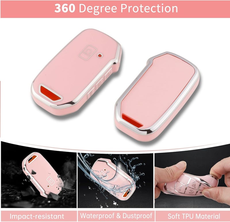 PANGPAI Pink Key Fob Cover for Kia, Soft TPU Key Case Protection with Bling Keychain Fit for Kia Cerato Ceed Forte NIRO Sorento Seltos Sportage Soul Telluride Remote Smart Key Protector - Image 3
