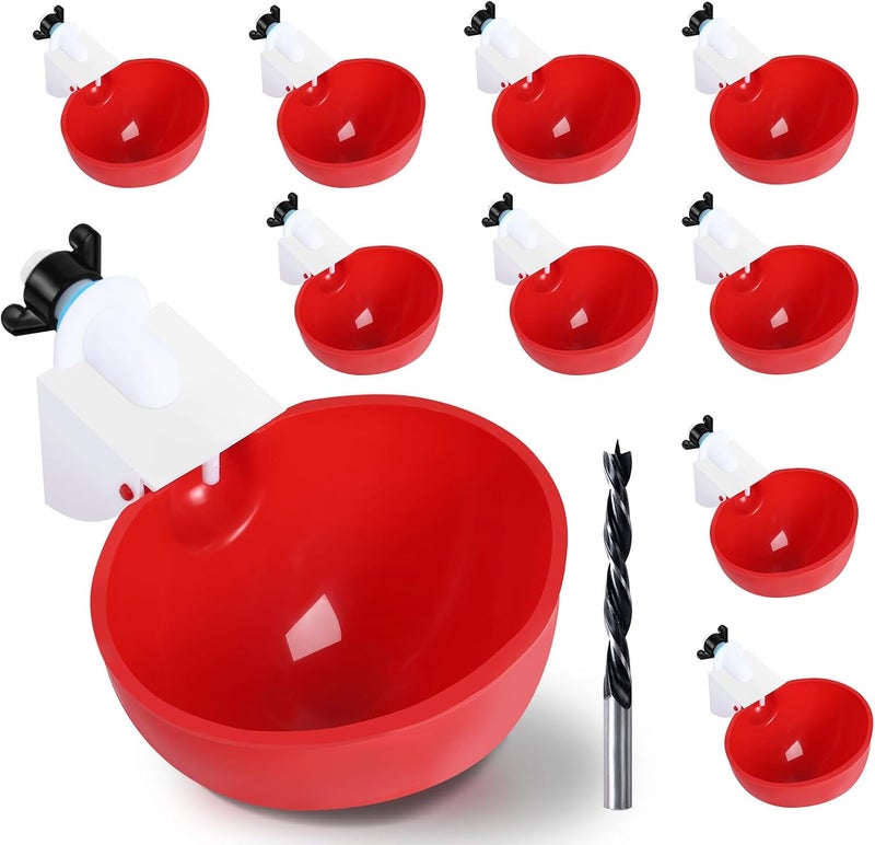 Prdiozyn 10PCS Chicken Waterer Cups, 3rd Generation DIY Large Automatic Chicken Water Feeder Cup, Tee Fittings Poultry Waterer, Suitable for , Turkeys, Ducks, Goose, Small Pets with Mounting Hole Opener - Image 1