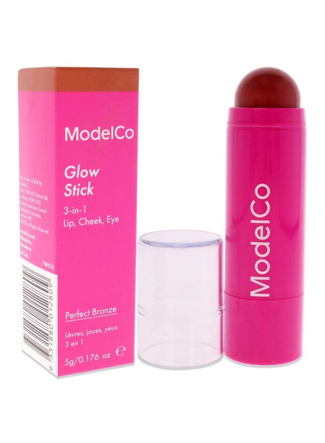 ModelCo Glow Stick 3-In-1 - Multi-Use Cream Color Stick - Hydrating Creamy Formula - Delivers Luminous Color For Healthy Glow - Buildable Coverage From Sheer To Saturated - Perfect Bronze - 0.176 Oz - Image 3