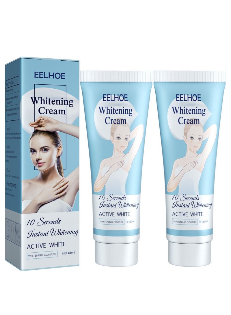 EELHOE Instant Whitening Cream for Body and Intimate Areas, Skin Brightening and Moisturizing Cream for Underarms, Knees, Elbows, and Inner Thighs, Gentle Formula for Sensitive Skin, (2 Pack) - Image 1
