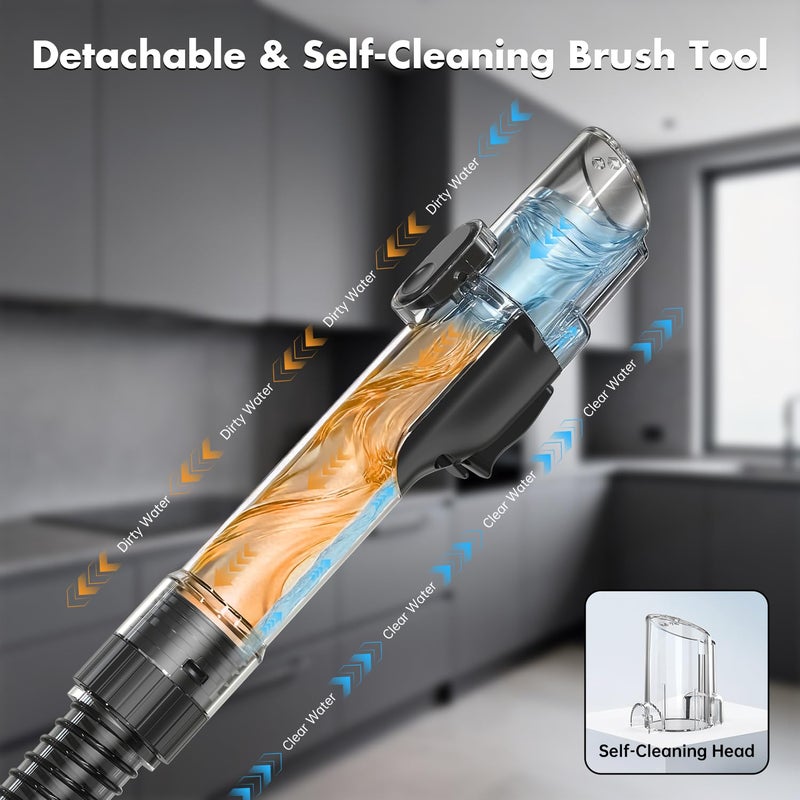 OMESER Portable Carpet & Upholstery Spot Cleaner Machine 20Kpa Power Suction Carpet Shampooer Deep Cleaning for Pet Stains,Couch,Stair,Car,Furniture with Dual Brush Heads & Cleaning Solution & Self-Cleaning - Image 5
