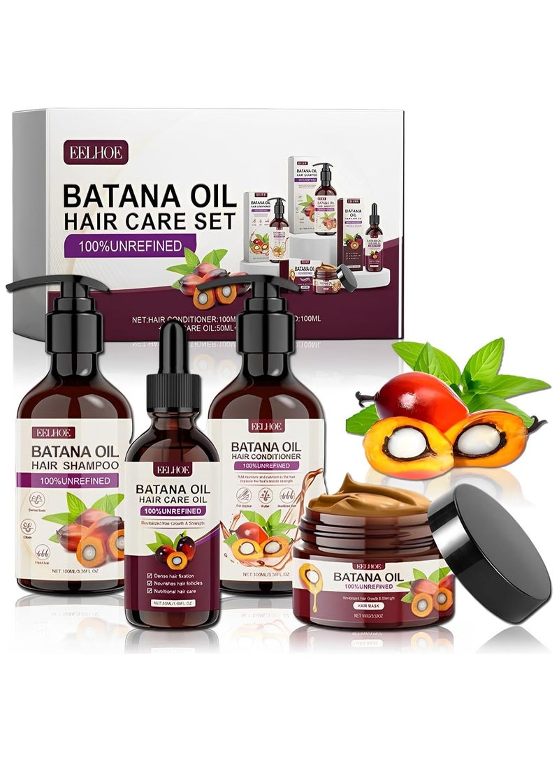EELHOE Pack of 4 Batana Oil Hair 50 ml, Batana Shampoo 100 ml, Batana Hair Mask 100 ml, Batana Conditioner 100 ml, 100% Pure Natural Batana Oil Set for Hair Growth and Skin Care for Men Women - Image 2