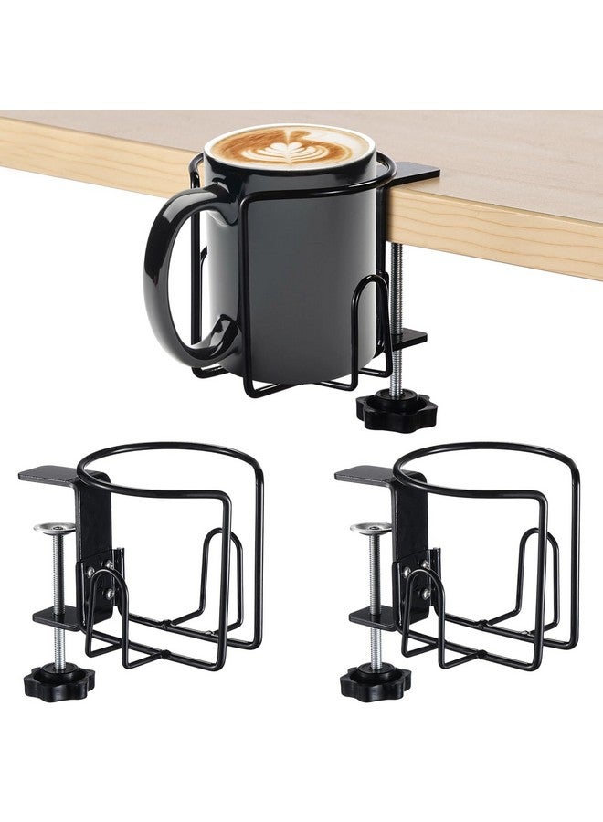 Lnrueg 3 Pcs Desk Cup Holders, Anti-Spill Clamp-on Drink Mounts for Table, Adjustable Coffee Bottle Racks for Desks, Tables, Wheelchairs, Support Horizontal or Vertical Surface Mounting - Image 1
