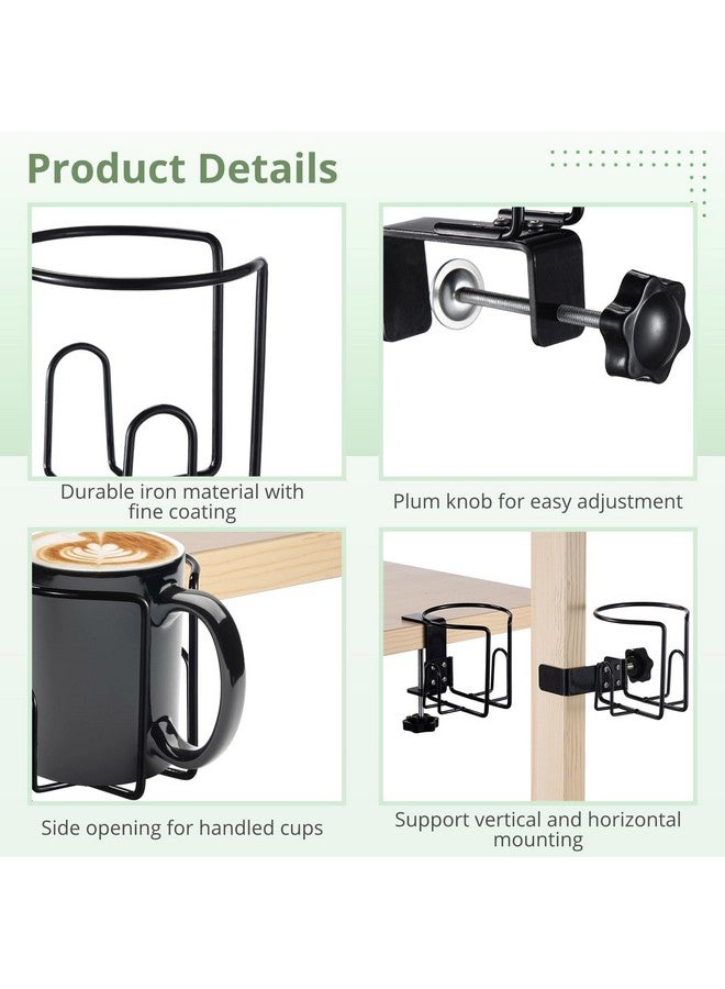 Lnrueg 3 Pcs Desk Cup Holders, Anti-Spill Clamp-on Drink Mounts for Table, Adjustable Coffee Bottle Racks for Desks, Tables, Wheelchairs, Support Horizontal or Vertical Surface Mounting - Image 3