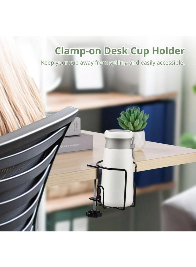Lnrueg 3 Pcs Desk Cup Holders, Anti-Spill Clamp-on Drink Mounts for Table, Adjustable Coffee Bottle Racks for Desks, Tables, Wheelchairs, Support Horizontal or Vertical Surface Mounting - Image 4