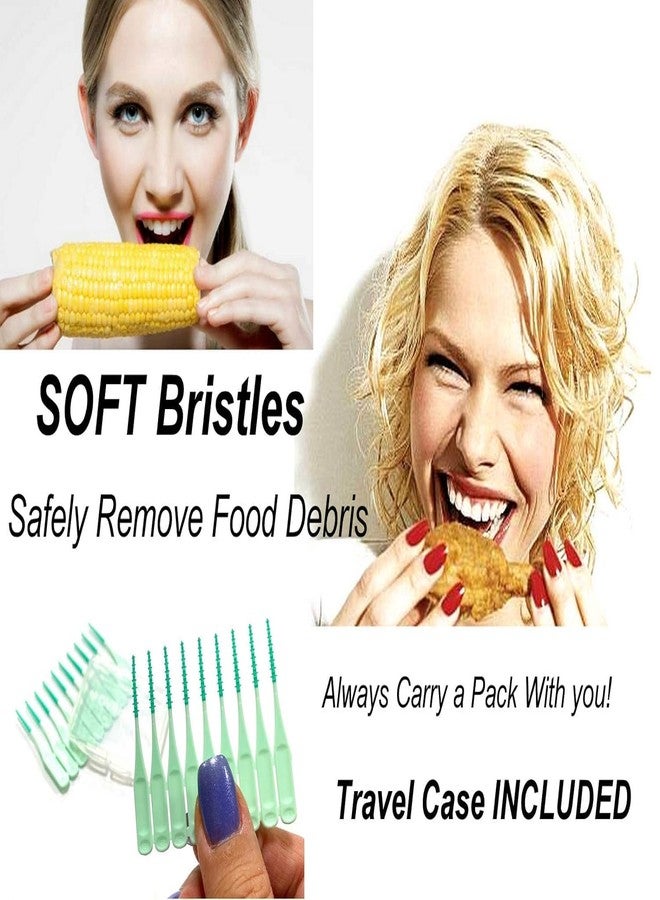 ALAZCO 160pcs Premium Soft Bristle EaseBetween Gentle Picks Flexible Rubber Bristles Safe On Braces Bridges Crowns Implants - Includes Convenient Travel Case - Image 3