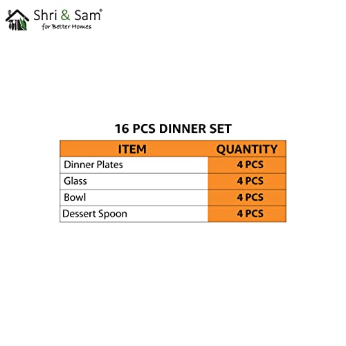 Shri & Sam Designer Stainless Steel Leaves Delight Laser Bloom Dinner Set, 16 Pieces - Image 2