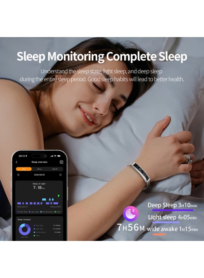 Walpck Smart Bracelet,Activity&Fitness Trackers,Touch Screen/Sleep Tracker/Heart Rate/Blood Oxygen,5ATM Waterproof,Multiple Sports Modes,Free App for iOS Android (Gold) - Image 4