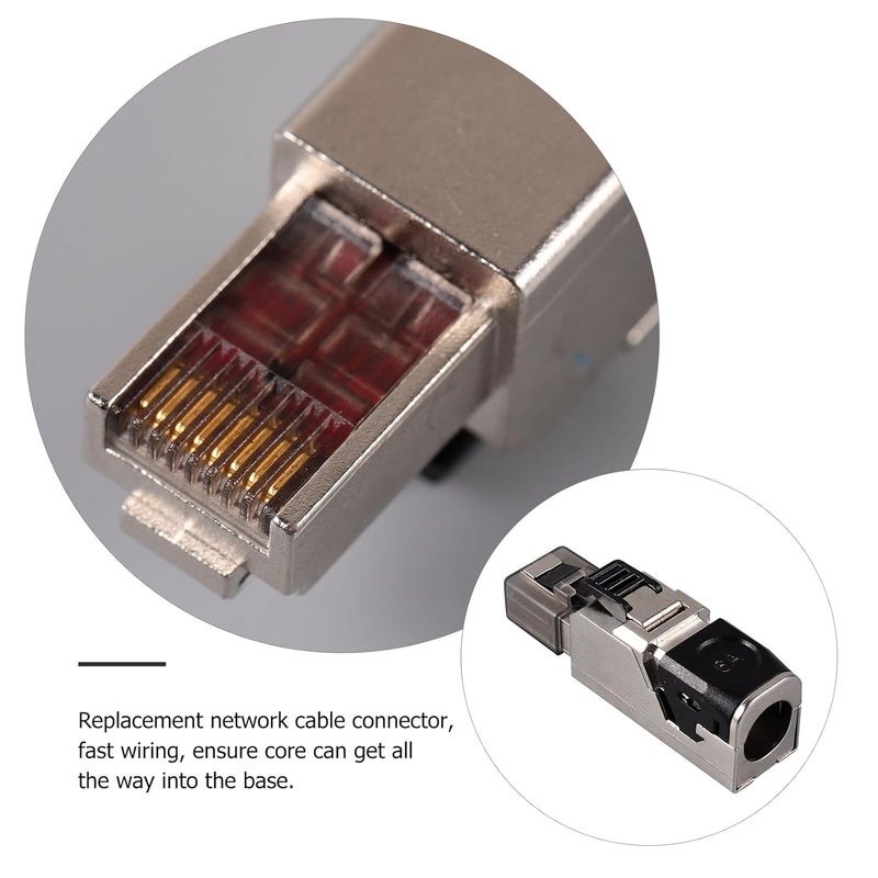 قابس إيثرنت معياري من النوع Cat8 من خلال RJ45، موصل كابل شبكة مذهّب ومُدرّع متوافق مع Cat6a/7/8، مقبس ضغط بدون أداة للشبكة المحلية عالية السرعة والبيانات - Image 3