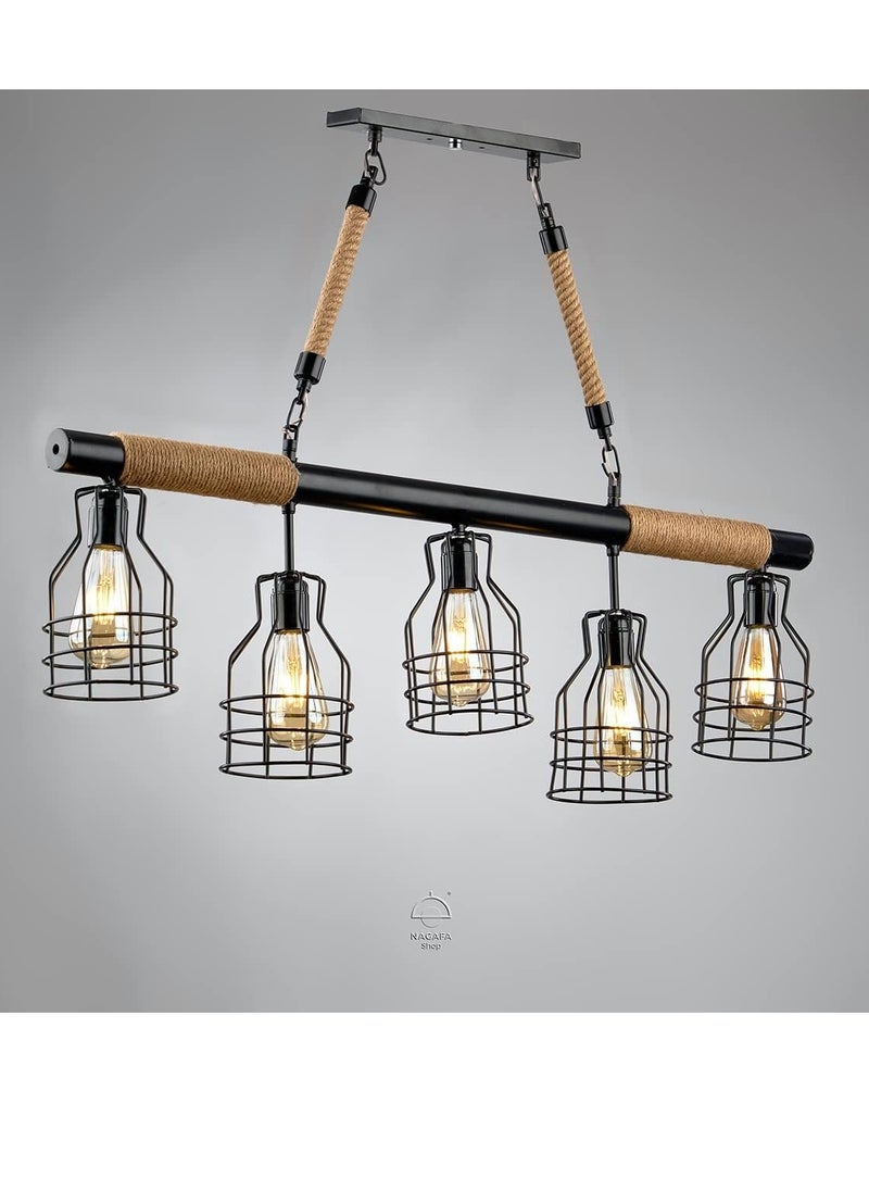 Generic Cannon black rope chandelier 5 lamps R1003,Multicolor  - Image 1