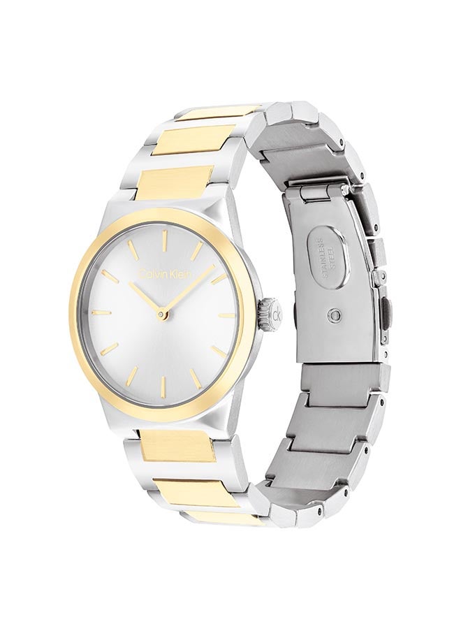 CALVIN KLEIN ساعة كالفن كلاين النسائية الفضية البيضاء ذات القرص الدائري - 25100113 - Image 3