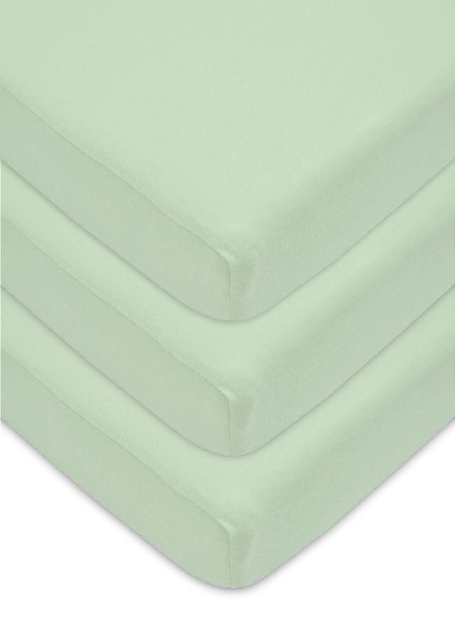 American Baby Company American Baby Company 100% Cotton Value Jersey Knit Fitted Portable/Mini-Crib Sheet, Celery, 24" x 38" x 5", for Boys and Girls, Pack of 3 - Image 1