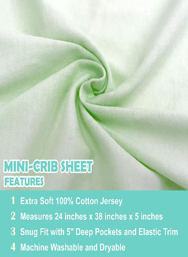 American Baby Company American Baby Company 100% Cotton Value Jersey Knit Fitted Portable/Mini-Crib Sheet, Celery, 24" x 38" x 5", for Boys and Girls, Pack of 3 - Image 3