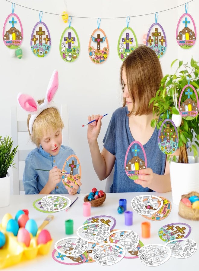 سي واي 2 سايد مجموعة تلوين بيض عيد الفصح الدينية من CY2SIDE - 80 قطعة. لون بنفسك بيض الصليب المسيحي المعلق على شكل بيضة القيامة، مناسب لأنشطة الأطفال في مدارس الأحد، وهدايا حفلات عيد الفصح، وحشوات السلال. - Image 4
