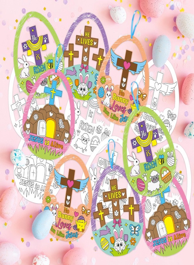 سي واي 2 سايد مجموعة تلوين بيض عيد الفصح الدينية من CY2SIDE - 80 قطعة. لون بنفسك بيض الصليب المسيحي المعلق على شكل بيضة القيامة، مناسب لأنشطة الأطفال في مدارس الأحد، وهدايا حفلات عيد الفصح، وحشوات السلال. - Image 2