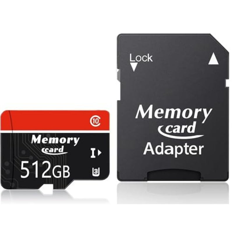 MicroSDXC MicroSD Card 512GB Micro Card + Adapter, 100MB/s Read Speed, C10 U3 V30 A2, 4K UHD for Smartphone, Camera and Drone - Image 1