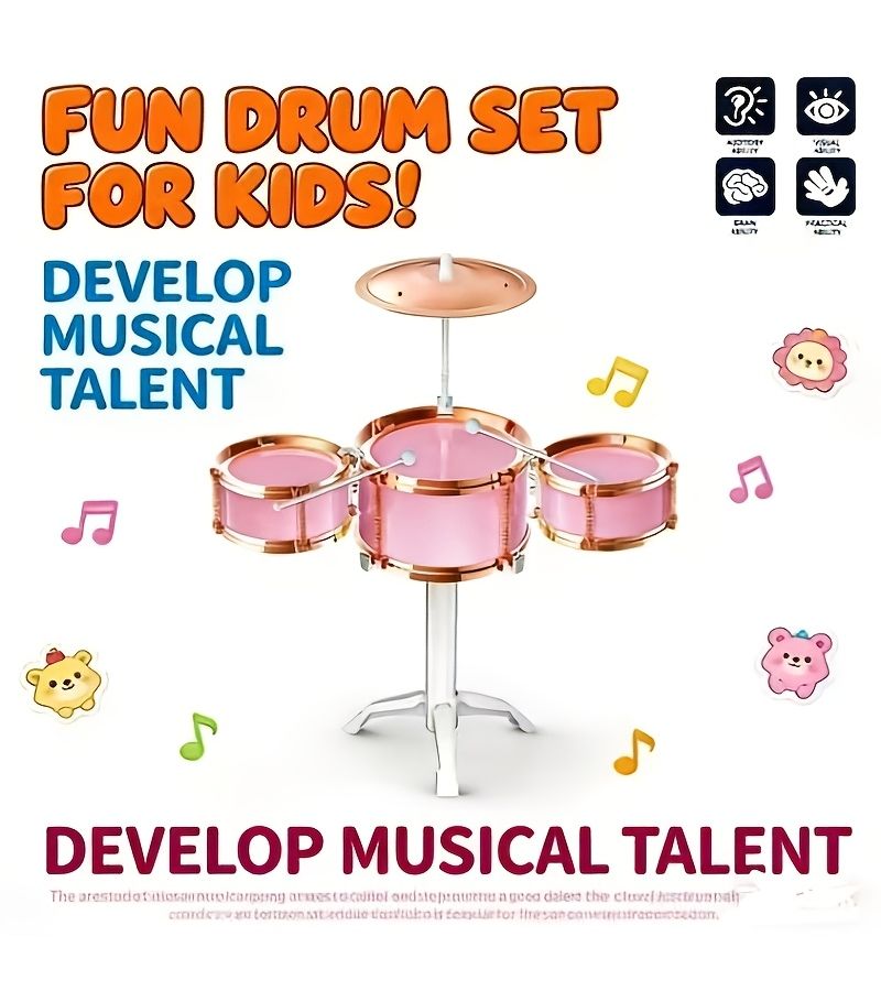 Rose Red Music Enlightenment Jazz Drum Set Toy For Kids Educational Beginner Music Toy Gift - Image 1