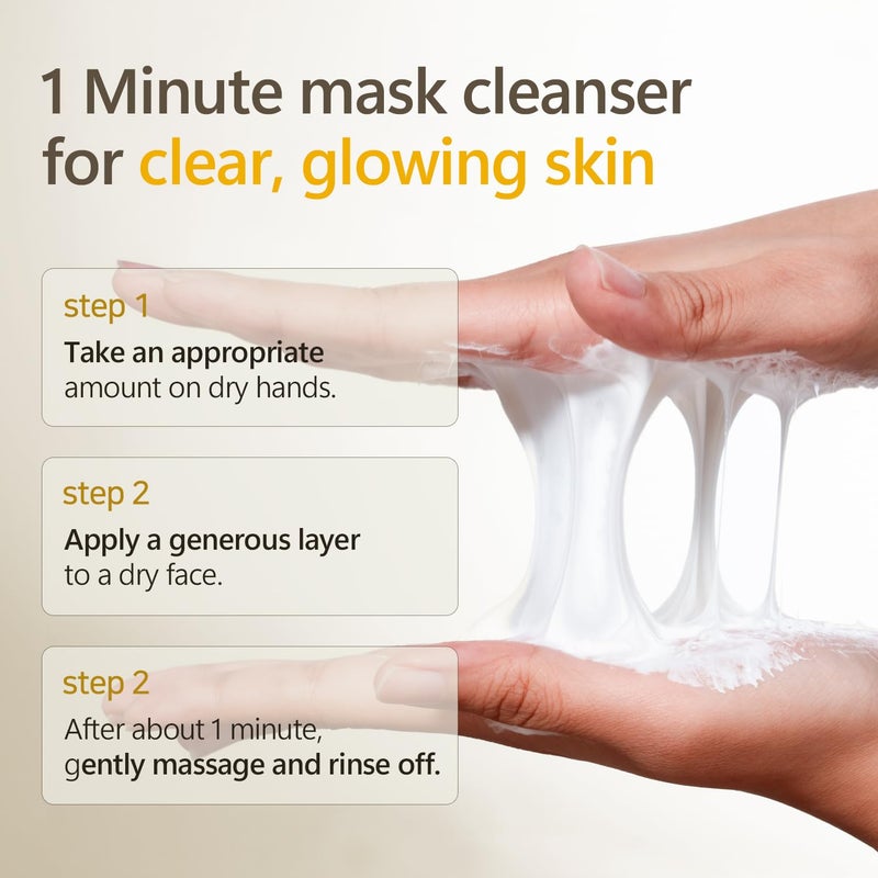 Fabyou Rice Mask Cleanser 6.76 fl oz - Glow-Boosting & Hydrating Face Wash with Jeju Rice & Natto Gum, Gentle Exfoliating Daily Foam Cleanser, Deep Pore Cleansing, Non-Irritating- Korean Skin Care - Image 3