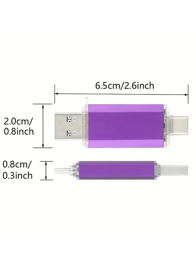 محرك أقراص فلاش USB-C سعة 64 جيجابايت 3.1 بسرعة قراءة تصل إلى 60 ميجابايت/ثانية لهواتف أندرويد والكمبيوتر الشخصي - لون أرجواني - Image 2
